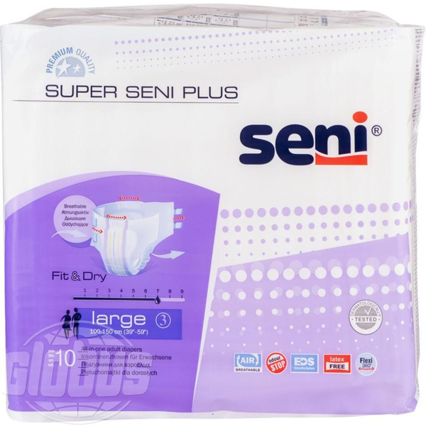 Подгузники для взрослых Super Seni Plus large 3 (100-150 см), 10 шт ...