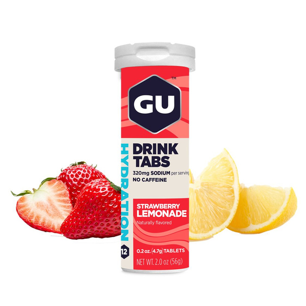 Изотоник шипучие таблетки GU Drink Tabs без кофеина Клубника, 12 таб ...