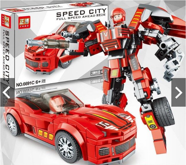 Конструктор красная гоночная машина робот трансформер SPEED CITY ...