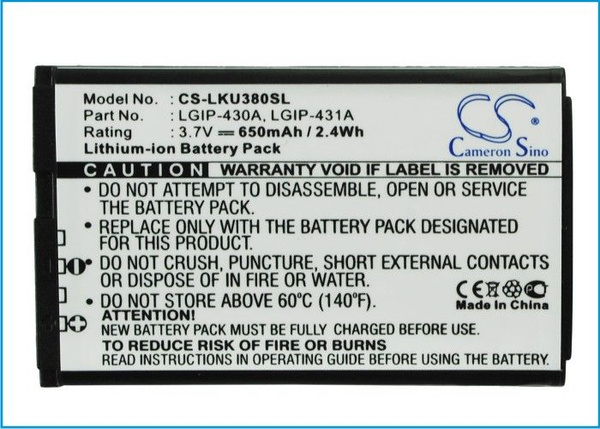 Batteria sostituisce LG IP-431a, SBPL0083509, SBPL0089901, IP-430a per cellulare - 600mAh 3,7V Li-Ion | 106255908