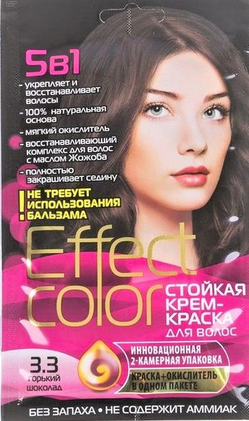Cтойкая крем-краска для волос Effect Сolor тон горький шоколад, 50 мл ...