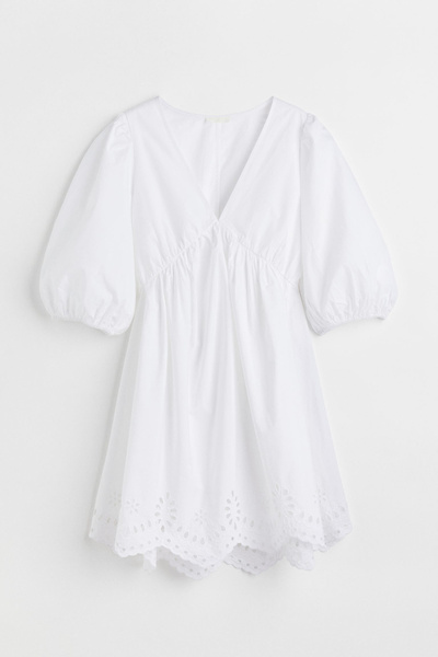 Хлопчатобумажное платье broderie anglaise с подолом, Женский, На любой ...