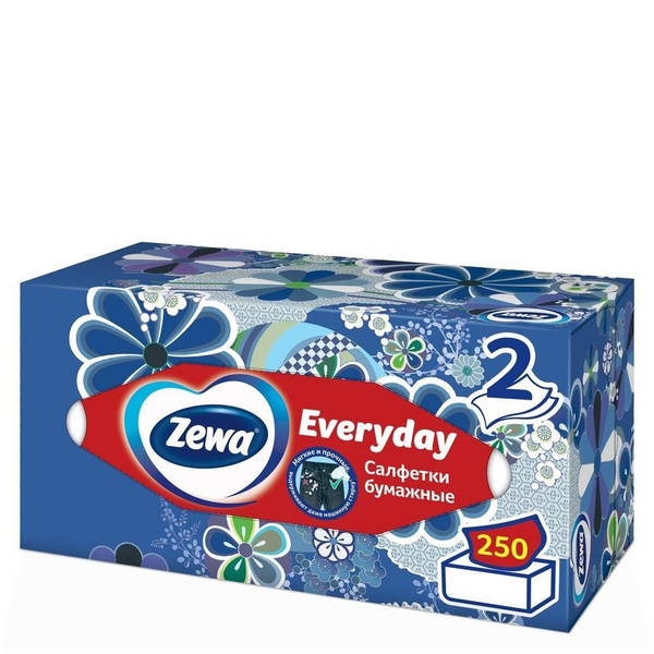 Салфетки бумажные Zewa косметические Everyday 2 слоя, 250 шт (8679 ...