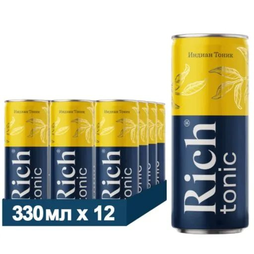 Газированный напиток Rich Indian tonic Рич Индиан тоник ж/б 0,33 по 12 ...