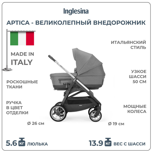 Коляска 2 в 1 Inglesina Aptica, Kensington Grey - купить с доставкой по ...