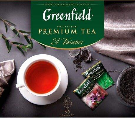 Чай ГРИНФИЛД в пакетиках 96 шт., подарочный набор GREENFIELD Premium ...