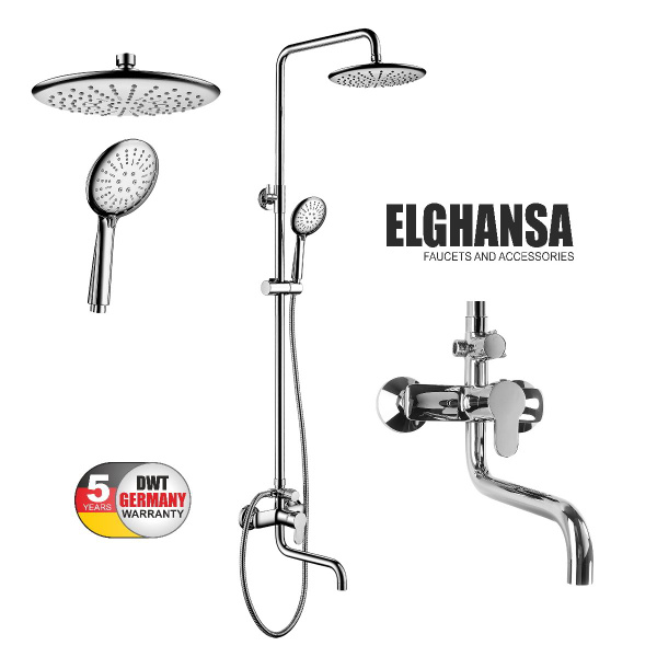 Высокая душевая система Elghansa 2306683-2L (Set-20) c верхним душем ...