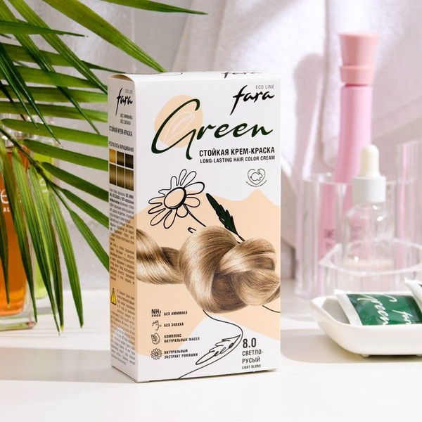 Fara, Краска для волос FARA Eco Line Green 8.0 светло-русый, 125 грамм ...