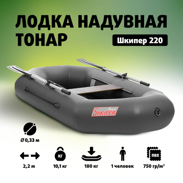 Лодка надувная Шкипер 220 (серый) - купить по выгодной цене в интернет ...