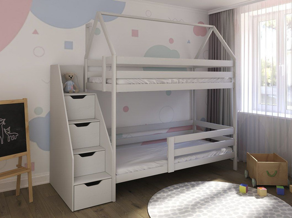 Двухъярусная кровать Smart Bed 2х с лестницей и комодомx89x215 см ...