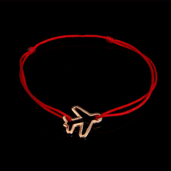 AVIA GIFT Браслет красная ниточка позолоченный Рельефный Самолет ...