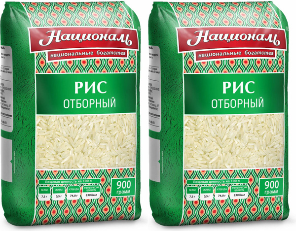 Рис Националь Отборный длиннозерный шлифованный, комплект: 2 упаковки ...