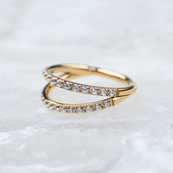 Пирсинг Implant Grade кольцо-кликер титан Smile Gold 1.2 (16 G) x 10 мм ...