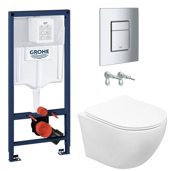 Инсталляция с подвесным унитазом, комплект 3 в 1 ( Инсталляция GROHE ...