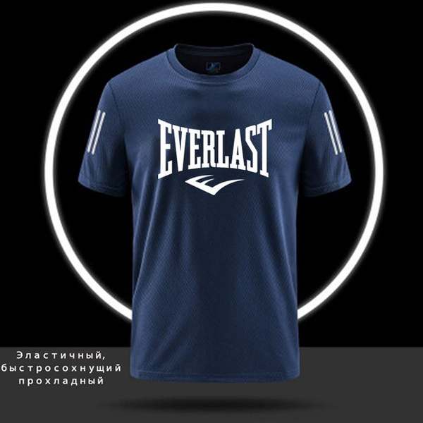 Футболка Everlast, размер 46, цвет темно-синий, Мерсеризованный хлопок ...