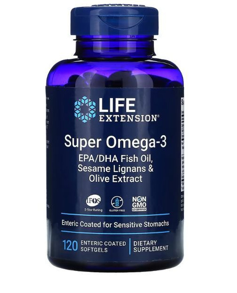 Супер омега-3,Life Extension Super Omega-3, 120 мягких таблеток ...