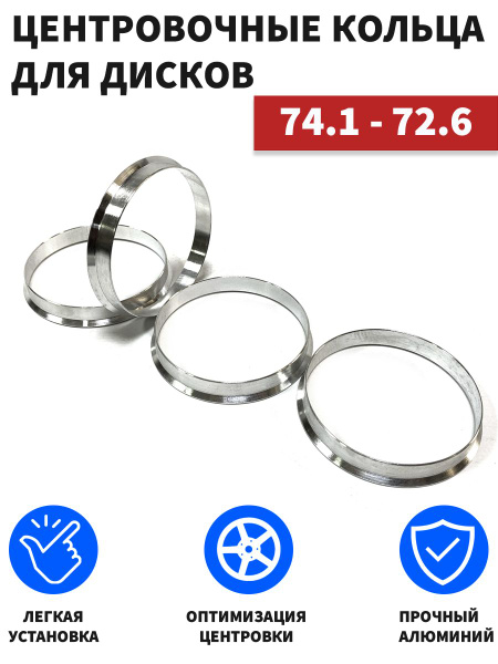 Центровочные кольца для автомобильных дисков 74.1-72.6, алюминиевые ...