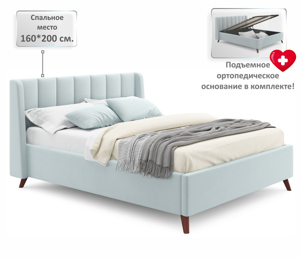 Двуспальная кровать Мягкая кровать Betsi 1600 мята пастель Mobili с ...