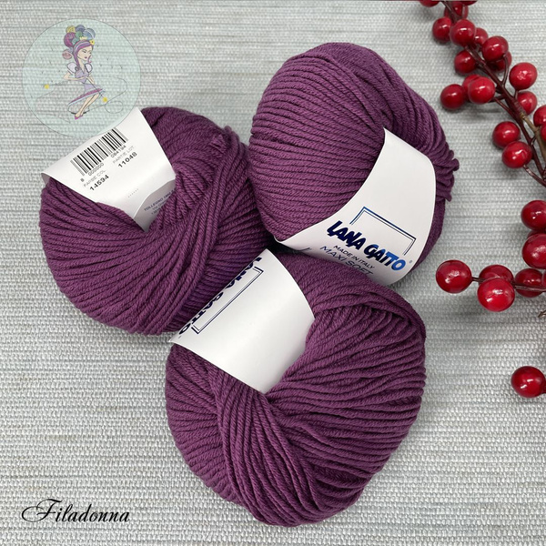 Пряжа 100%Меринос Лана Гатто Макси Софт 90 м. 2шт. Maxi Soft Lana Gatto ...