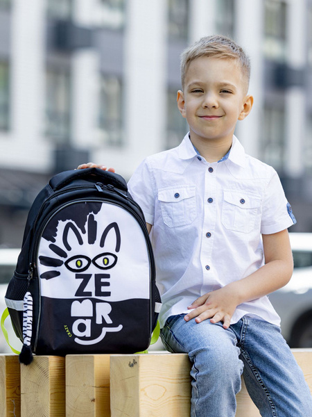 Рюкзак Hatber PRIMARY SCHOOL-Зебра- 38,5Х26Х17СМ полиэстер ...
