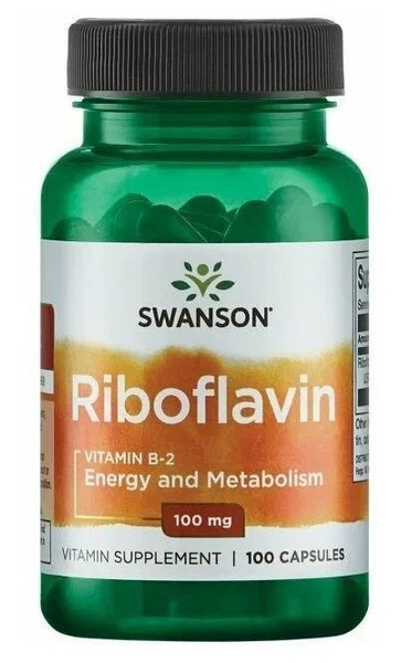 Витамин В2 Рибофлавин 100 мг 100 капсул, Swanson Riboflavin Vit B-2 ...