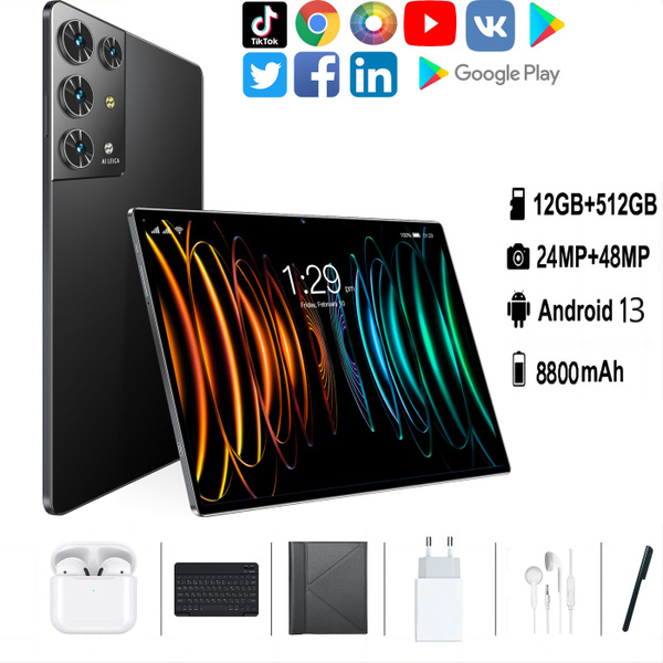 Купить планшет 12 ГБ + 512 ГБ + магнитный кожаный чехол + Bluetooth ...