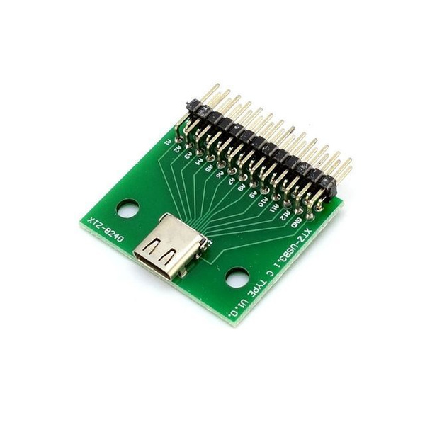 Разъем Type-C разведенный на макетной плате с 26 пинами - купить с ...