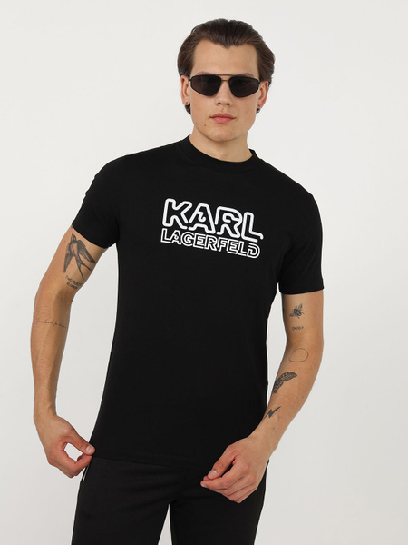Футболка Karl Lagerfeld, размер 50, 52, цвет черный, белый, 100% хлопок ...