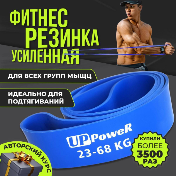 Фитнес-резинка UP U-Powex Латекс, Резина, синий, 70 кг, 1 шт купить по ...