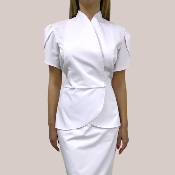 Медицинская блуза женская/Mi tesoro uniform/медицинский жакет/белый ...