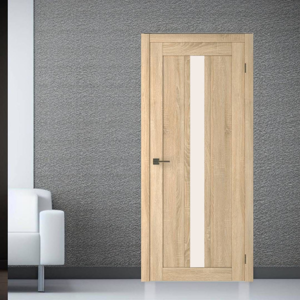 Межкомнатная дверь S 25 Sonoma Oak 600х2000 с запилом матовое стекло ...