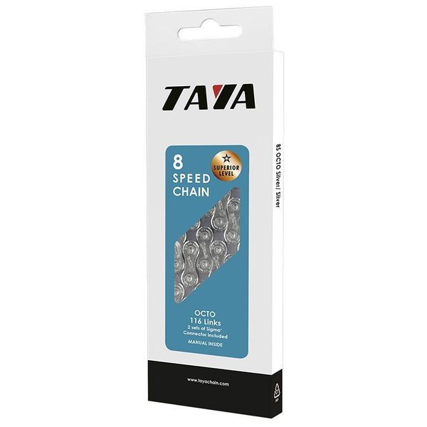 Цепь для велосипеда TAYA OCTO 8 скоростей, Silver/Silver, 116 звеньев ...