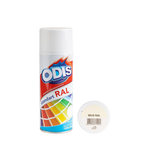 Аэрозольная краска ODIS Краска-спрей standart RAL белый, Полуматовое ...