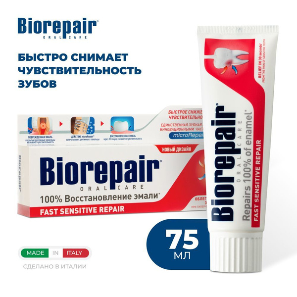 Зубная паста для чувствительных зубов Biorepair Fast Sensitive Repair ...