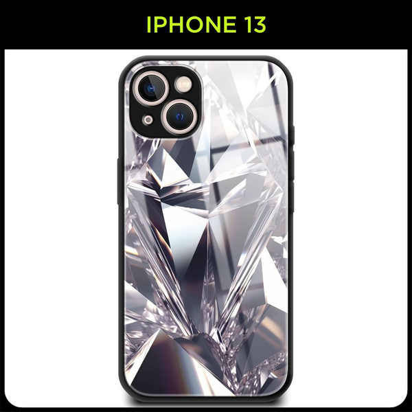 Стеклянный чехол на Apple iPhone 13 / Айфон 13 с принтом "Бриллиантовые ...