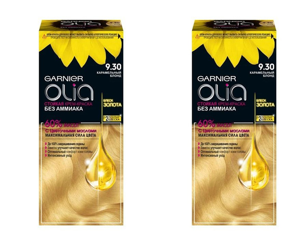 GARNIER Крем-краска для волос безаммиачная Olia, №9.30 Карамельный ...