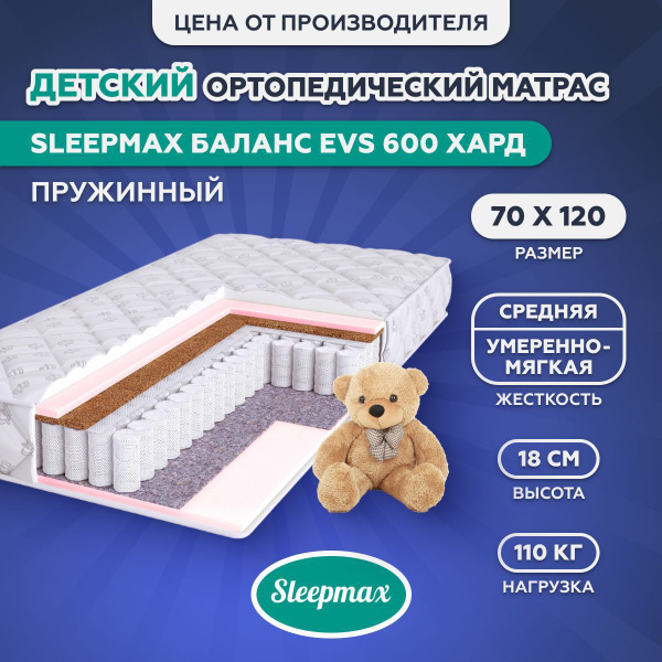 Матрас Sleepmax Детские1_120, Независимые пружины, 70 - купить по ...
