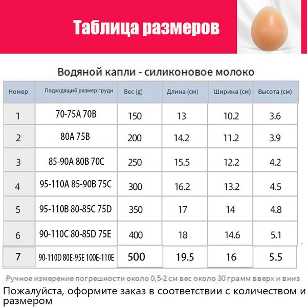 Силиконовый экзопротез молочной железы после мастэктомии, 500g,90-110 ...