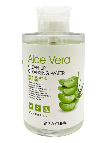 3W Clinic Очищающая мицеллярная вода для снятия макияжа с Алоэ Вера ...