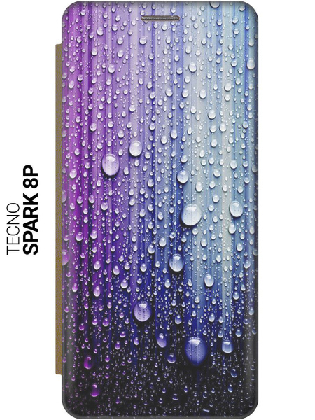 Чехол-книжка на Tecno Spark 8P / Техно Спарк 8Р c принтом "Капли на ...