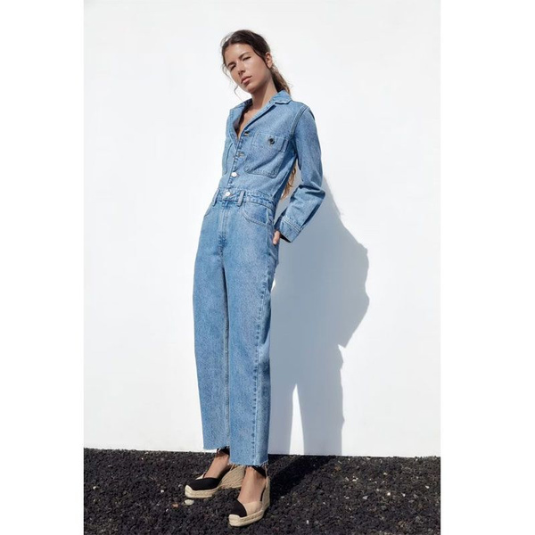 2024 модный женский свободный повседневный джинсовый комбинезон Zara ...