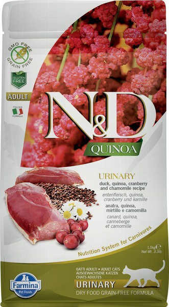 Сухой беззерновой корм для взрослых кошек Farmina N&D Quinoa Urinary ...