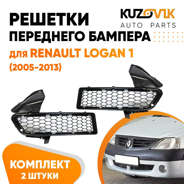 Решётки в передний бампер для Рено Логан 1 Renault Logan (2005-2013 ...