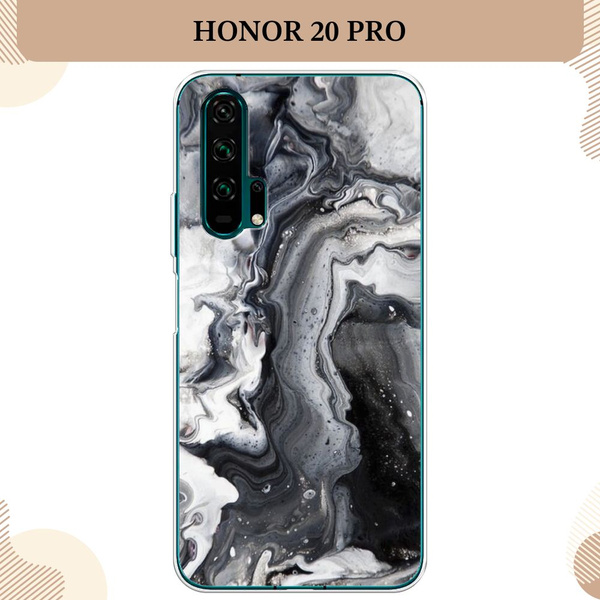 Силиконовый чехол на Honor 20 Pro / Хонор 20 Pro Бело-черные сложные ...