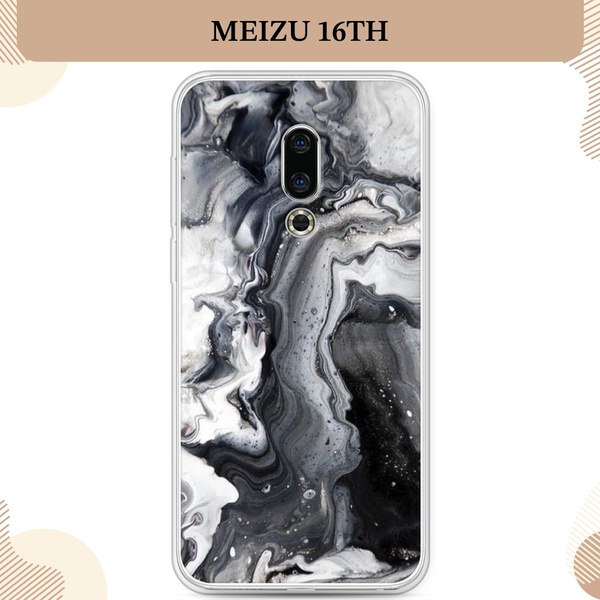 Силиконовый чехол на Meizu 16th / Мейзу 16th Бело-черные сложные полосы ...