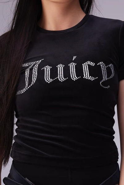 Футболка Juicy Couture, размер 46, цвет черный, 95% Полиэстер,5% ...