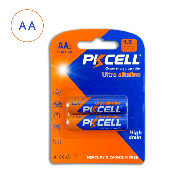 Батарейка PKCELL AA 1.5V пальчиковая Alkaline 2 штуки - купить с ...