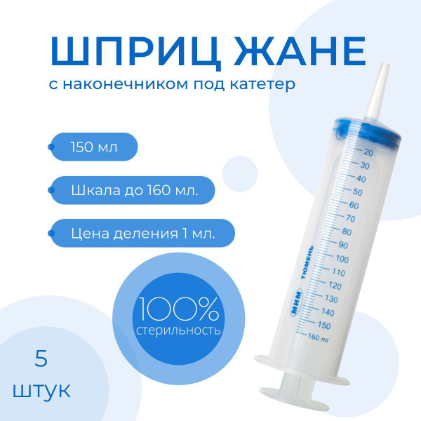 Шприц большой Жане 150 мл с катетерным наконечником / для масла, для ...