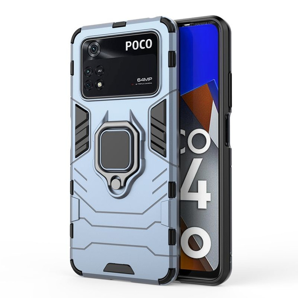 Противоударный чехол с кольцом для Xiaomi Poco M4 Pro 4G (Сяоми Поко М4 ...