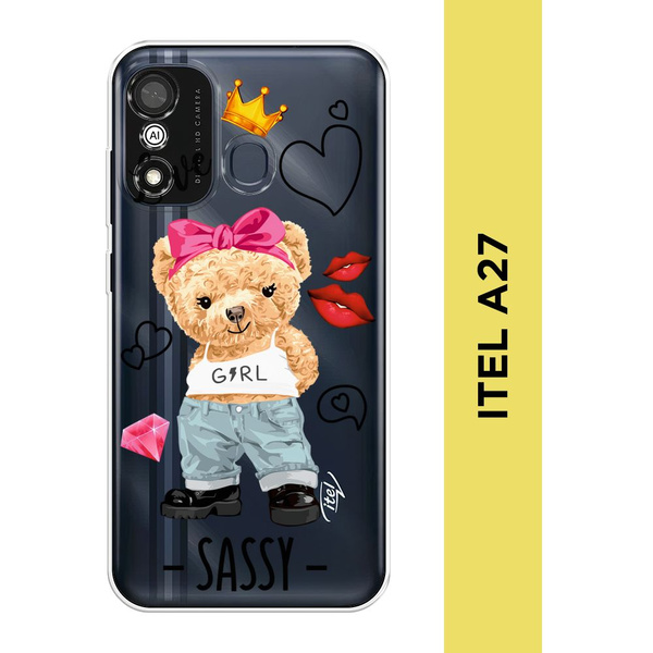Силиконовый чехол на Itel A27 / Ител А27 "Sugar Sassy", прозрачный ...